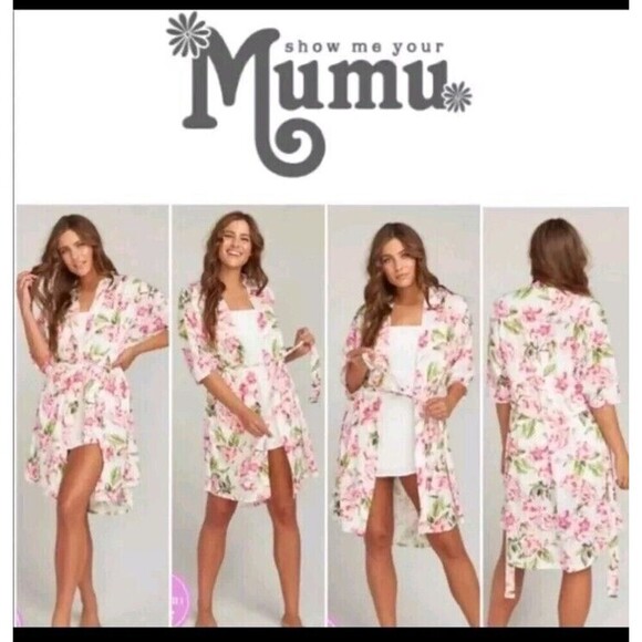 Show Me Your Mumu Brie Floral Robe One Size Garden of Blooms With Tie Romantic - Picture 5 of 10